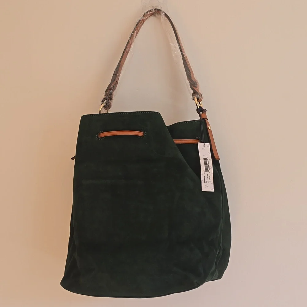 Dooney & Bourke Green Suede Bucket Bag - Picture 10 of 16